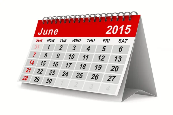 2015 års kalender. juni. isolerade 3d-bild — Stockfoto