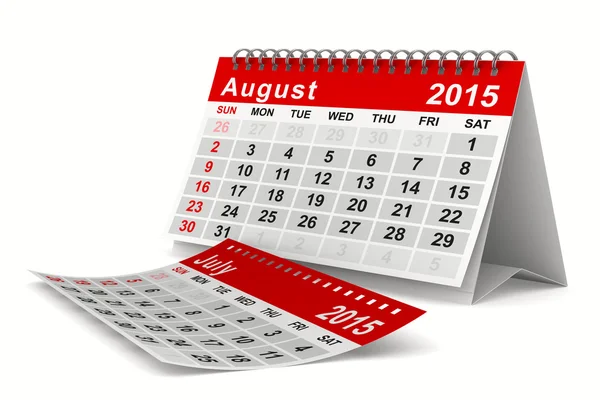 Calendário do ano 2015. Agosto. Imagem 3D isolada — Fotografia de Stock