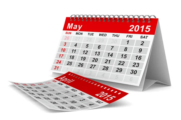 2015 jaarkalender. mei. geïsoleerde 3D-beeld — Stockfoto