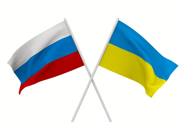 Rusya Ukrayna Bayraklar Izole Görüntü — Stok fotoğraf