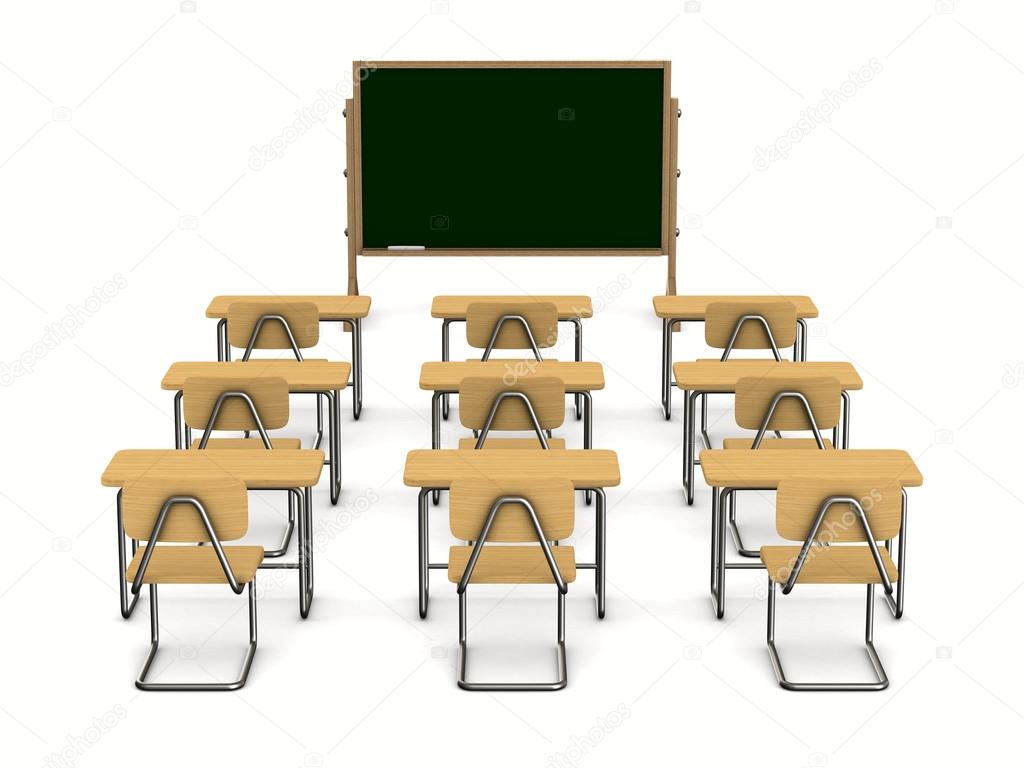 Classroom on white background. Isolated 3D image