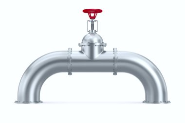 Beyaz arka plandaki boru hattı. İzole edilmiş üç boyutlu illüstrasyon