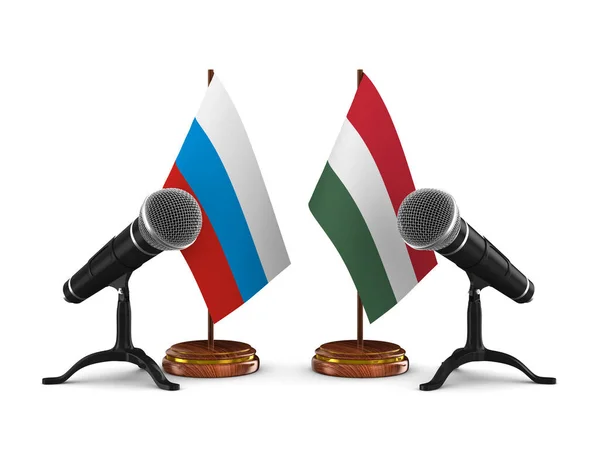 Σχέση Μεταξύ Ουγγαρίας Και Ρωσίας Λευκό Φόντο Μεμονωμένη Τρισδιάστατη Απεικόνιση — Φωτογραφία Αρχείου