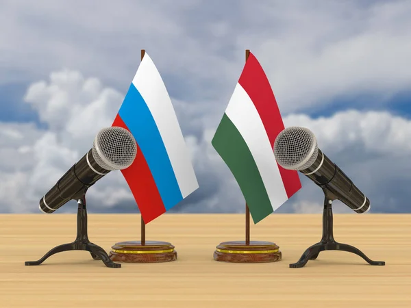 匈牙利和俄罗斯之间的关系 3D插图 — 图库照片