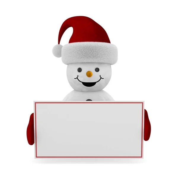 Boneco Neve Com Banner Fundo Branco Isolado Ilustração — Fotografia de Stock