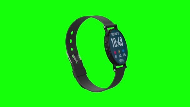 绿色背景的智能手表 孤立的3D渲染 — 图库视频影像