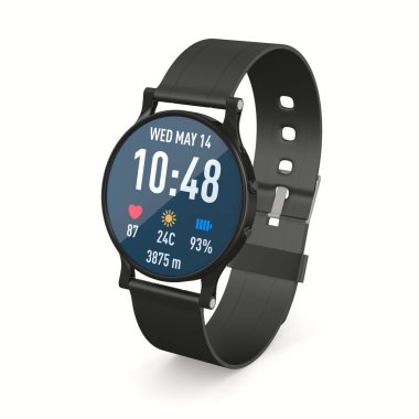 Beyaz arka planda akıllı saat. İzole edilmiş üç boyutlu illüstrasyon