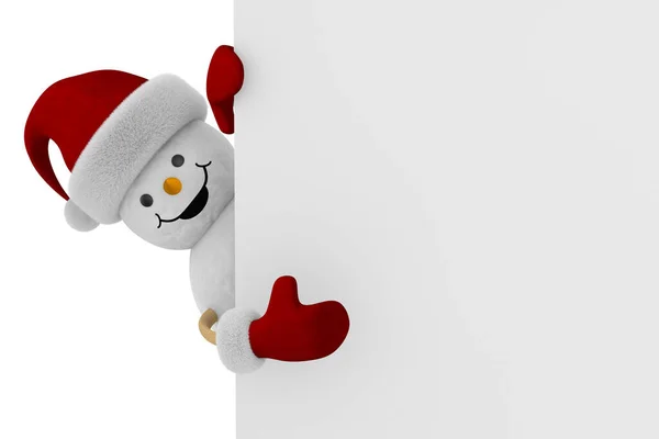 Sneeuwpop Met Spandoek Witte Achtergrond Geïsoleerde Illustratie — Stockfoto
