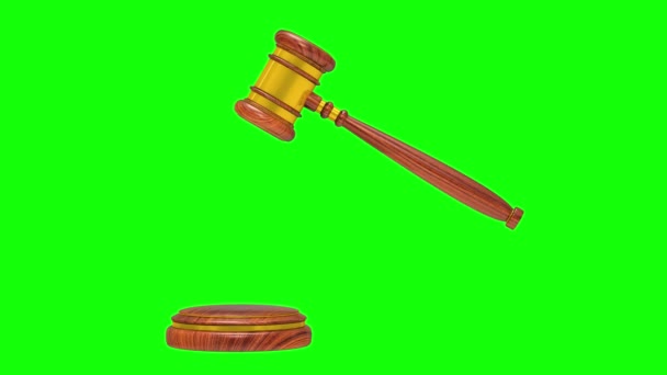 Wooden Gavel Green Background Isolated Render — Stock Video