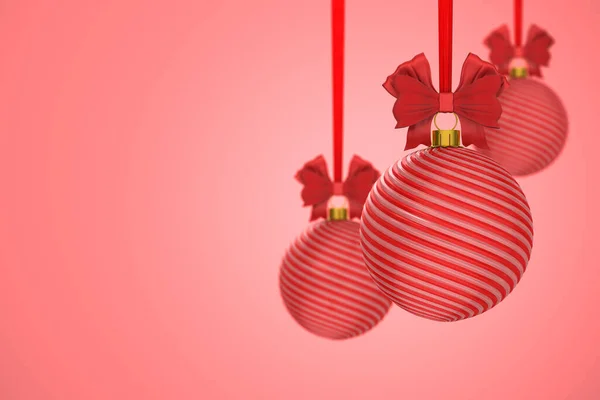 Boule Noël Sur Fond Rouge Illustration Isolée — Photo
