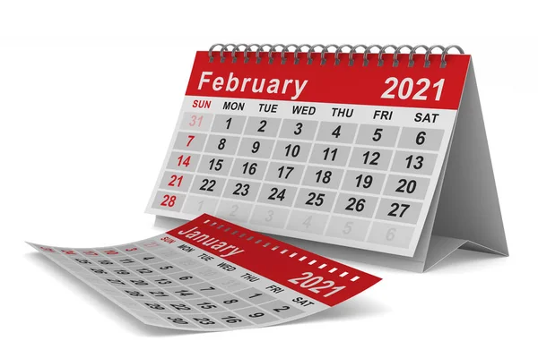 Jahr 2021 Kalender Für Februar Isolierte Illustration — Stockfoto