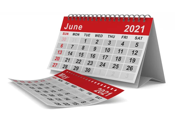 2021 Рік Календар Червень Ізольовані Ілюстрації — стокове фото