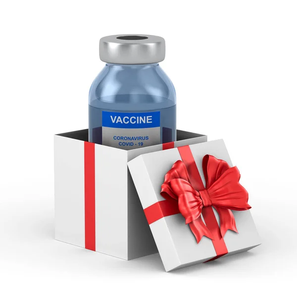 Вакцина Від Ковідо Подарунковій Коробці Білому Тлі Ізольовані Ілюстрації — стокове фото