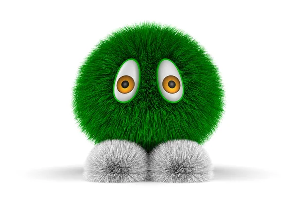 Green Furry Monster White Background Isolated Illustration — Stock Photo, Image