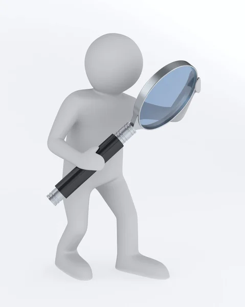 Man Magnifier White Background Isolated Illustration — Stock Photo, Image