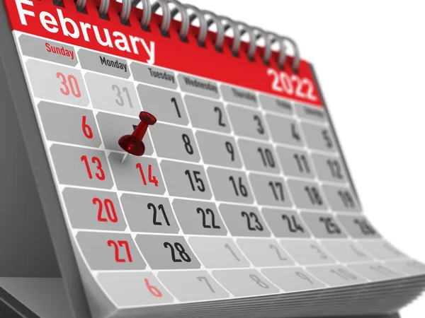 Valentine Day Calendar February Isolated Illustration — Stock Photo, Image