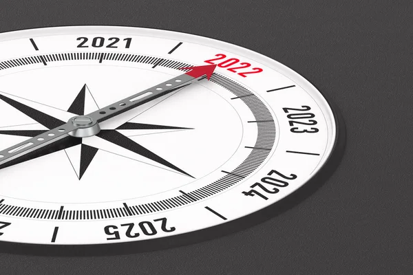 2022 Nytt Kompass Svart Bakgrund Isolerad Illustration — Stockfoto