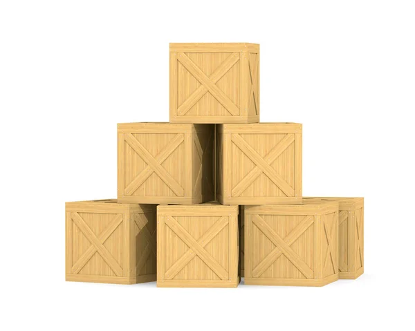 Closed Wooden Cargo Boxes White Background Isolated Illustration — Stock Photo, Image