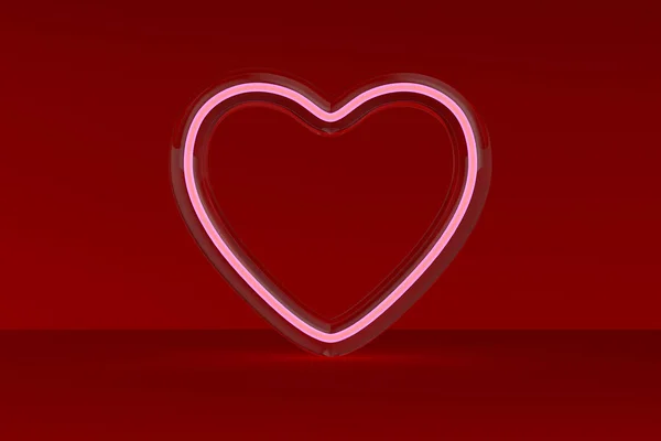 Corazón Sobre Fondo Rojo Ilustración —  Fotos de Stock