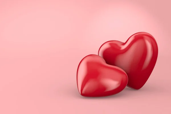 Zwei Herzen Auf Rosa Hintergrund Isolierte Illustration — Stockfoto
