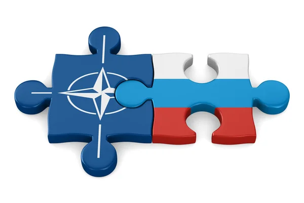 Relationship Russia North Atlantic Treaty Organization White Background Isolated Illustration — Stock Photo, Image