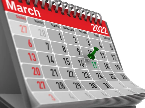 Patrick Dag Kalender Voor Maart Geïsoleerde Illustratie — Stockfoto