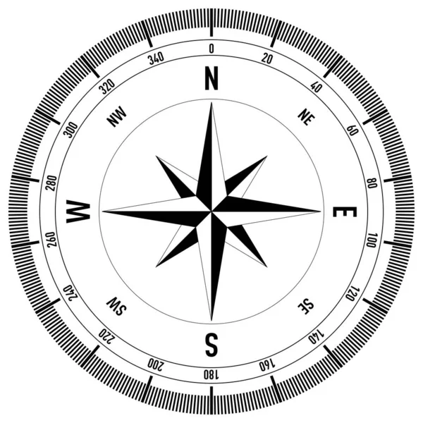 Компас Белом Фоне Векторная Иллюстрация — стоковый вектор