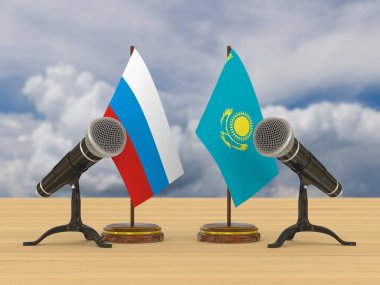 Relationship between Qazaqstan and Russia. 3D illustration