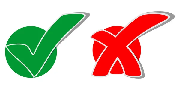 Green Checkmark Red Icons White Background Vector Illustration — Stock vektor