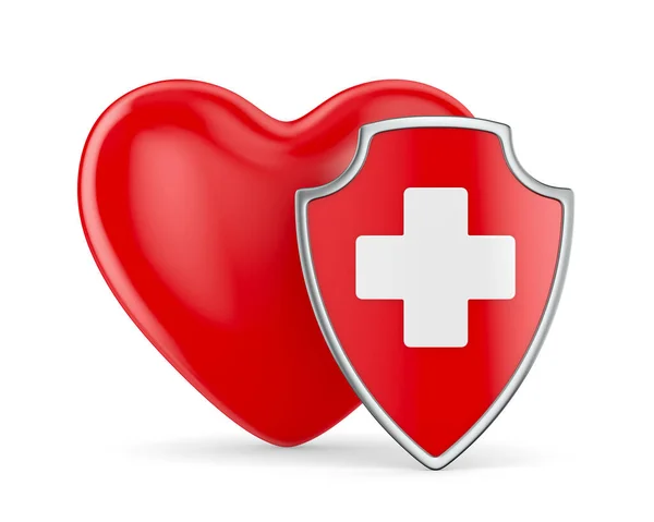 Heart Shield White Background Isolated Illustration — Stock Photo, Image