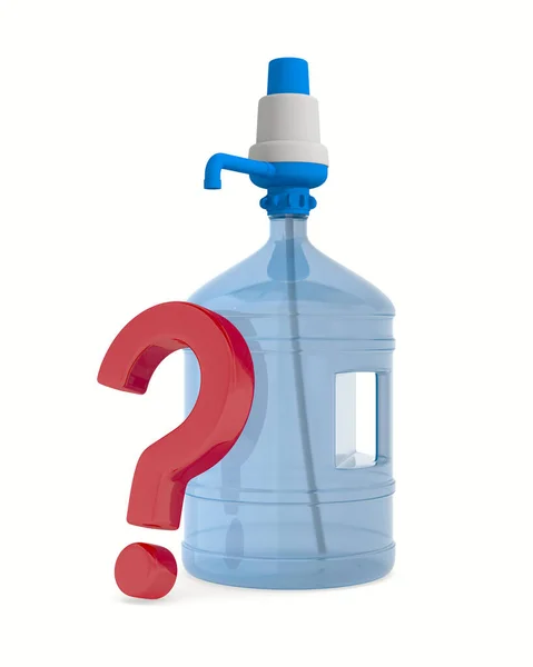 Botella Agua Pregunta Sobre Fondo Blanco Ilustración Aislada — Foto de Stock