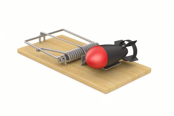 Mouse Trap Aerial Bomb White Background Isolated Illustration — Stock Photo, Image