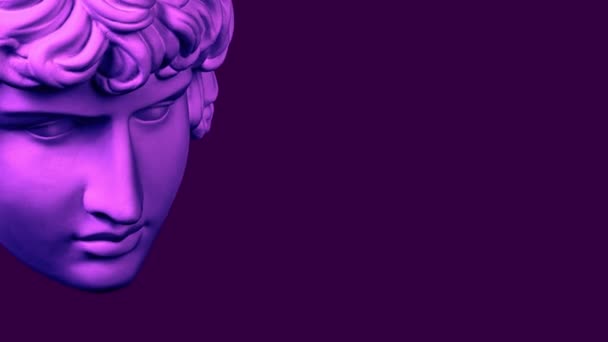 GIF animation with antique sculpture of human face in surreal style. Modern creative concept video 4K with ancient statue head and rays from eyes. Contemporary stop motion art. Funky unusual design. — Stock Video