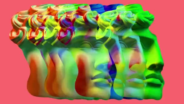 머리를 창조적인 스타일에서 인간의 얼굴의 골동품 Gif 애니메이션 펑키한 특이한 — 비디오