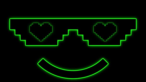 Pixel Glasses Thug Life Meme Smiley Sunglasses Contemporary Art Computer — Stock Video