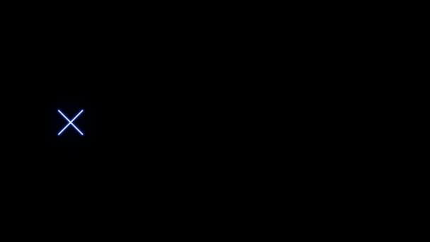네온은 콘솔의 사각형 삼각형 표시를 검은색 배경에 인물을 추상적인 기하학적 — 비디오