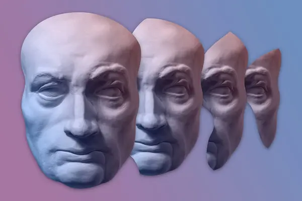 Collage Mit Antiken Skulpturen Des Menschlichen Gesichts Surrealen Stil Modernes lizenzfreie Stockbilder