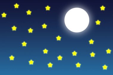 Ay, yıldızlar ve gece gökyüzü ile çağdaş sanat geçmişi. Dijital doku arkaplanı. Moda sanat, yaratıcı eğlence kültürü. Çağdaş nöral ağ sanat posteri. Yaratıcı bir kavram. Acayip punk kolajı..