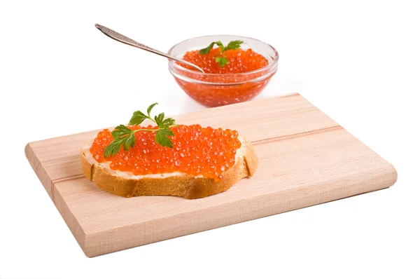 Bread with red caviar — Stock Photo, Image