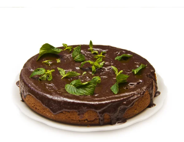 Chocolate cake met munt — Stockfoto