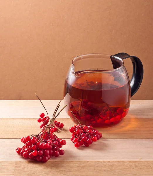 Tea with viburnum berries — Stock Photo, Image