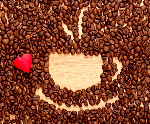 Coffee beans cup and heart — Stock Photo, Image