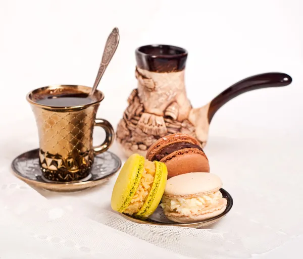 Café et macarons — Photo