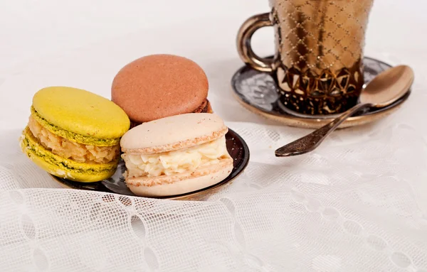 Café e macaroons — Fotografia de Stock