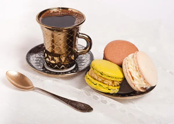 Café et macarons — Photo