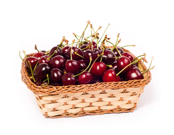 Sweet cherries in basket — Stock Photo, Image