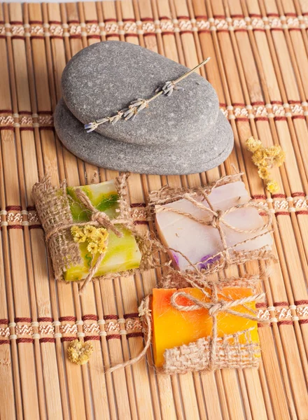 Natural soap and SPA stones — Stock Photo, Image