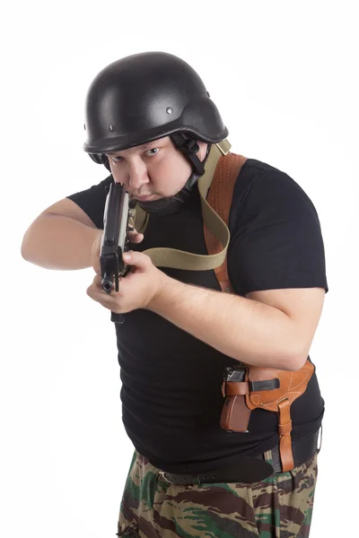 Aiming soldier — Stock Photo, Image