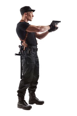 Aiming police officer with gun clipart
