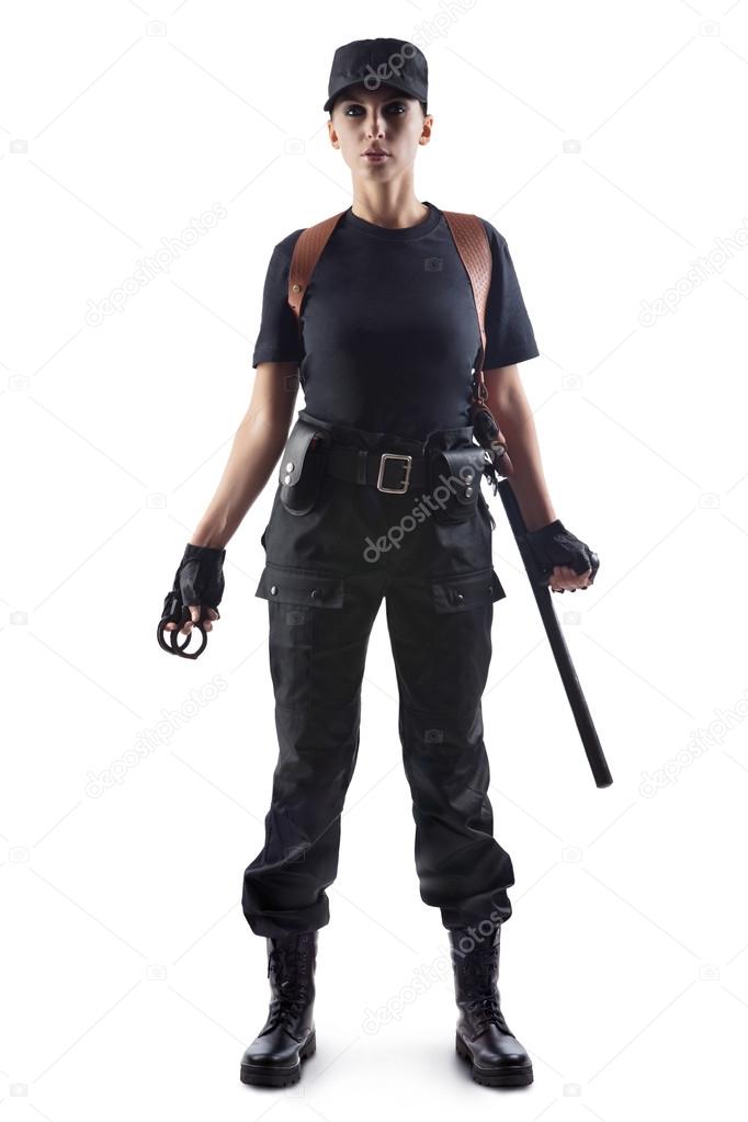 Police officer with handcuffs and baton Stock Photo by ©bigdan 26822307